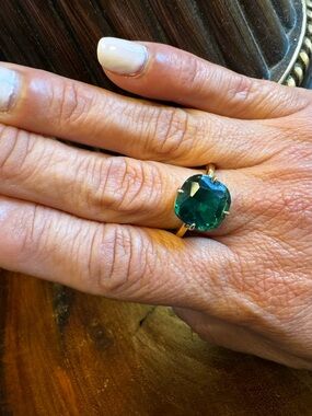Melinda Maria Emerald Green Cushion-Cut Statement Ring - Size 10 New with Tags
